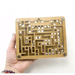 Jucarie model labirint din lemn, tip arcade, Gonga® - Maro