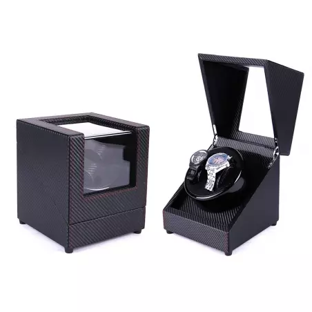 Cutie rotativa pentru ceasuri, 2 compartimente, negru, Gonga®