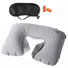 Set de perna, masca de dormit si dopuri de urechi pentru calatorii, Gonga® - Gri