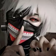 Mască din latex Tokyo Ghoul, vampir, negru - Negru