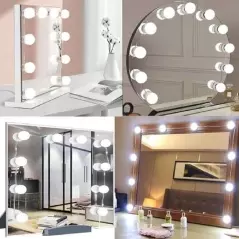 Set 10 buc lampa led pentru oglinda, usb, Gonga® - Alb