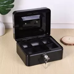 Cutie pentru bani, depozitare obiecte, metalica, cu incuietoare,15x12 cm, Gonga® - Negru