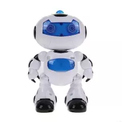 Robot interactiv cu telecomanda si roti pentru deplasare, din plastic, Gonga® - Alb